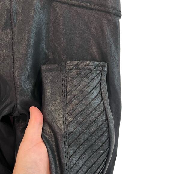 SPANX Moto faux-leather leggings Size Medium Bikercore Black - Picture 10 of 10